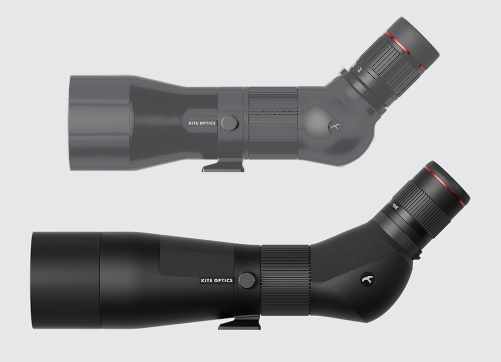 SP 85 HD Spektiv der Firma Kite mit 30-60 WW Okular, seitl. Ansicht