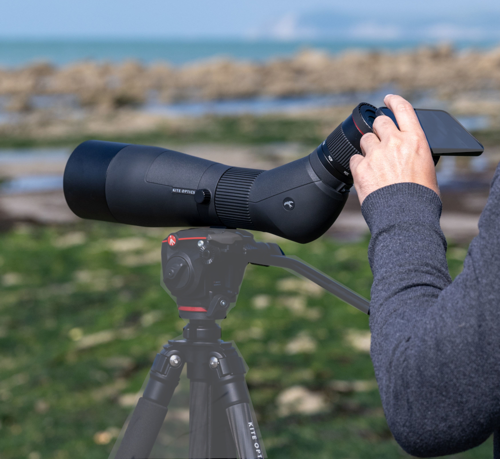 KITE Spektiv SP 85HD + 30-60 Okular verwendet beim Digiscopieren