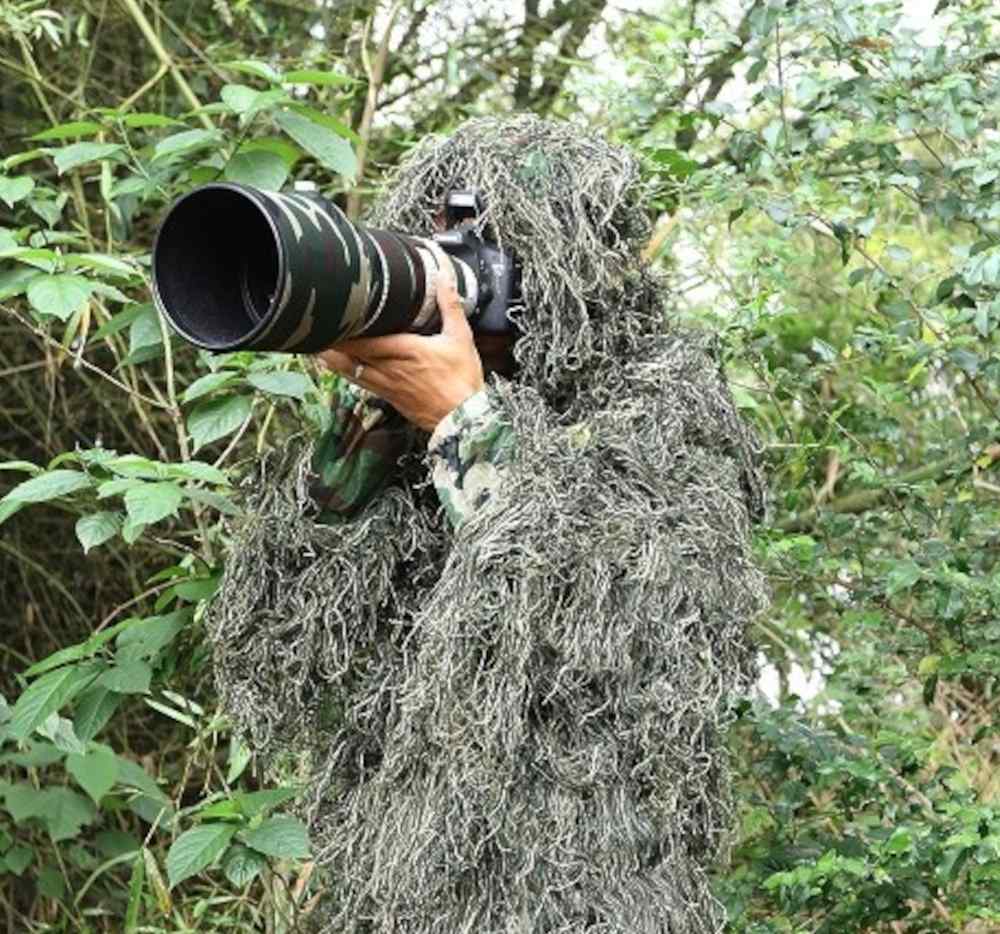 Tragopan 3D Tarnponcho Ghillie-Mantel, khaki/moos - mit Kamera